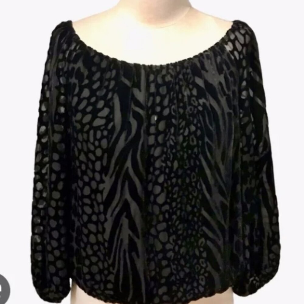 Alice And Olivia Silk Velvet Elastic Off Shoulder Top Size Medium